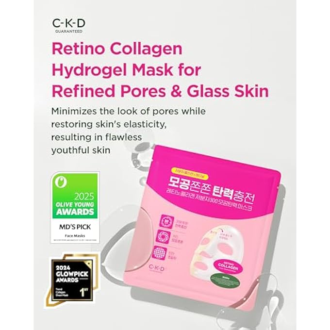 CKD Guaranteed CKD RETINO COLLAGEN GEL FACE MASK SHEET (5 PACK) FOR GLASS GLOW SKIN, PORE MINIMIZING, ELASTICITY AND BOOSTING FIRMNESS. SUITABLE FOR ALL SKIN TYPES. KOREAN SKINCARE. - Image 2